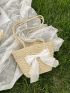 Bow Decor Design Design Straw Bag