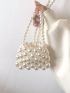 Mini Faux Pearl Beaded Crossbody Bag