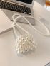 Mini Faux Pearl Beaded Crossbody Bag