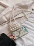 Mini Faux Pearl Beaded Crossbody Bag