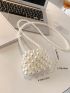 Mini Faux Pearl Beaded Crossbody Bag