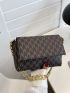 Quilted Pattern Chain Flap Square Bag