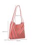 Striped Pattern Shoulder Tote Bag