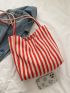 Striped Pattern Shoulder Tote Bag