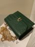 Mini Crocodile Embossed Metal Lock Flap Chain Square Bag