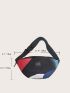 Color Block Letter Patch Decor Waist Bag