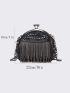 Studded & Fringe Decor Kiss Lock Novelty Bag, Mothers Day Gift For Mom