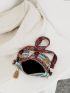 Colorblock Tassel Decor Nylon Fanny Pack