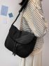 Minimalist Flap Drawstring Crossbody Bag