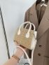 Two Tone Double Handle Straw Bag