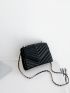 Mini Quilted Pattern Flap Chain Square Bag