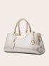 Artificial Patent Leather Double Handle Square Bag