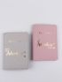 2pcs Metallic Slogan Graphic Passport Case