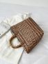 Chevron Pattern Large Capacity Straw Bag