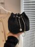 Mini Rhinestone & Faux Pearl Decor Bucket Bag