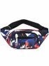 Letter Patch Camo Graphic Waist Bag