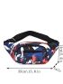 Letter Patch Camo Graphic Waist Bag