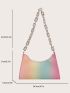 Ombre Chevron Detail Chain Baguette Bag