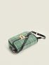 Plaid Pattern Twist Lock Flap Baguette Bag