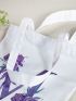 Letter & Floral Pattern Shopper Bag