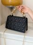 Quilted Detail Chain Square Bag