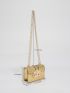 Mini Metallic Crocodile Embossed Push Lock Flap Chain Square Bag