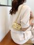 Mini Metallic Crocodile Embossed Push Lock Flap Chain Square Bag