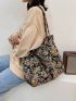Vintage Large Floral Pattern Shopper Bag