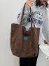 Letter Patch Decor Shoulder Tote Bag