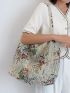 Vintage Large Floral Pattern Shopper Bag