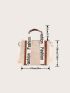 Contrast Letter Tape Straw Bag