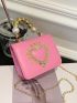 Mini Heart & Faux Pearl Decor Chain Flap Square Bag