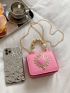 Mini Heart & Faux Pearl Decor Chain Flap Square Bag