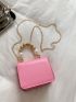 Mini Heart & Faux Pearl Decor Chain Flap Square Bag