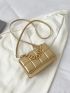 Mini Metallic Plaid Embossed Flap Chain Square Bag