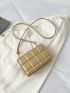 Mini Metallic Plaid Embossed Flap Chain Square Bag