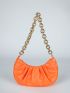 Neon Orange Minimalist Chain Ruched Bag