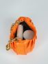 Neon Orange Minimalist Chain Ruched Bag