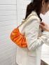 Neon Orange Chain Ruched Bag