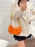 Neon Orange Minimalist Chain Ruched Bag