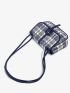 Canvas Plaid Pattern Flap Shoulder Bag