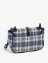 Canvas Plaid Pattern Flap Shoulder Bag