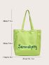 Letter Graphic Canvas Shopper Bag