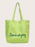 Letter Graphic Canvas Shopper Bag