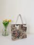 Floral Pattern Shoulder Tote Bag