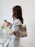 Floral Pattern Shoulder Tote Bag