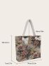 Floral Pattern Shoulder Tote Bag