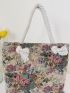 Floral Pattern Shoulder Tote Bag