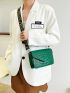 Crocodile Embossed Flap Square Bag