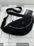 Chain Decor Zip Front Fanny Pack